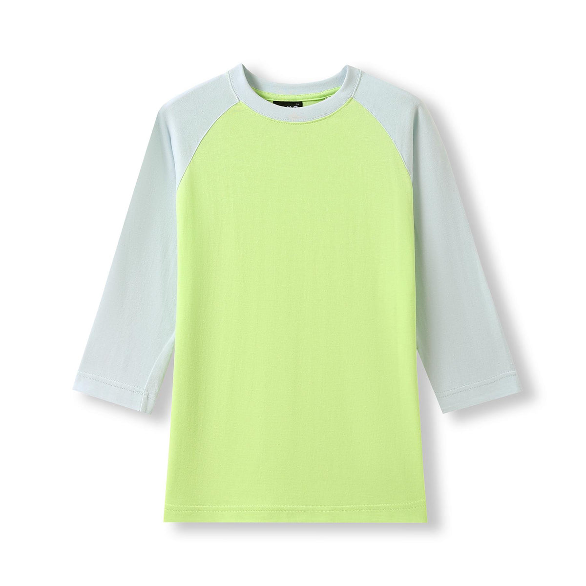 Women's 3/4 Sleeve Raglan T-shirt - Lime/Surf Blue - Front