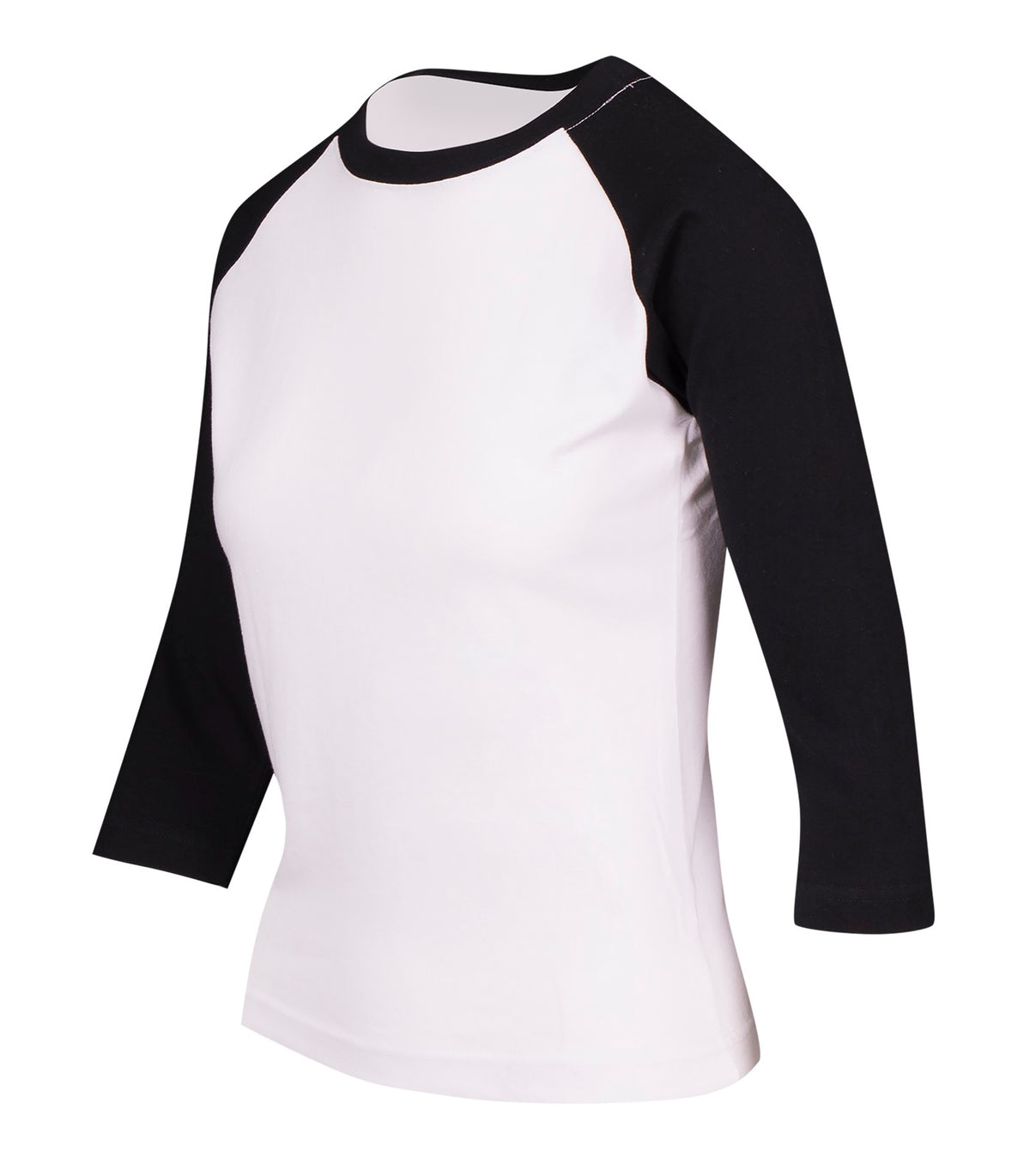 Women's 3/4 Sleeve Raglan T-shirt - White/Black - Side