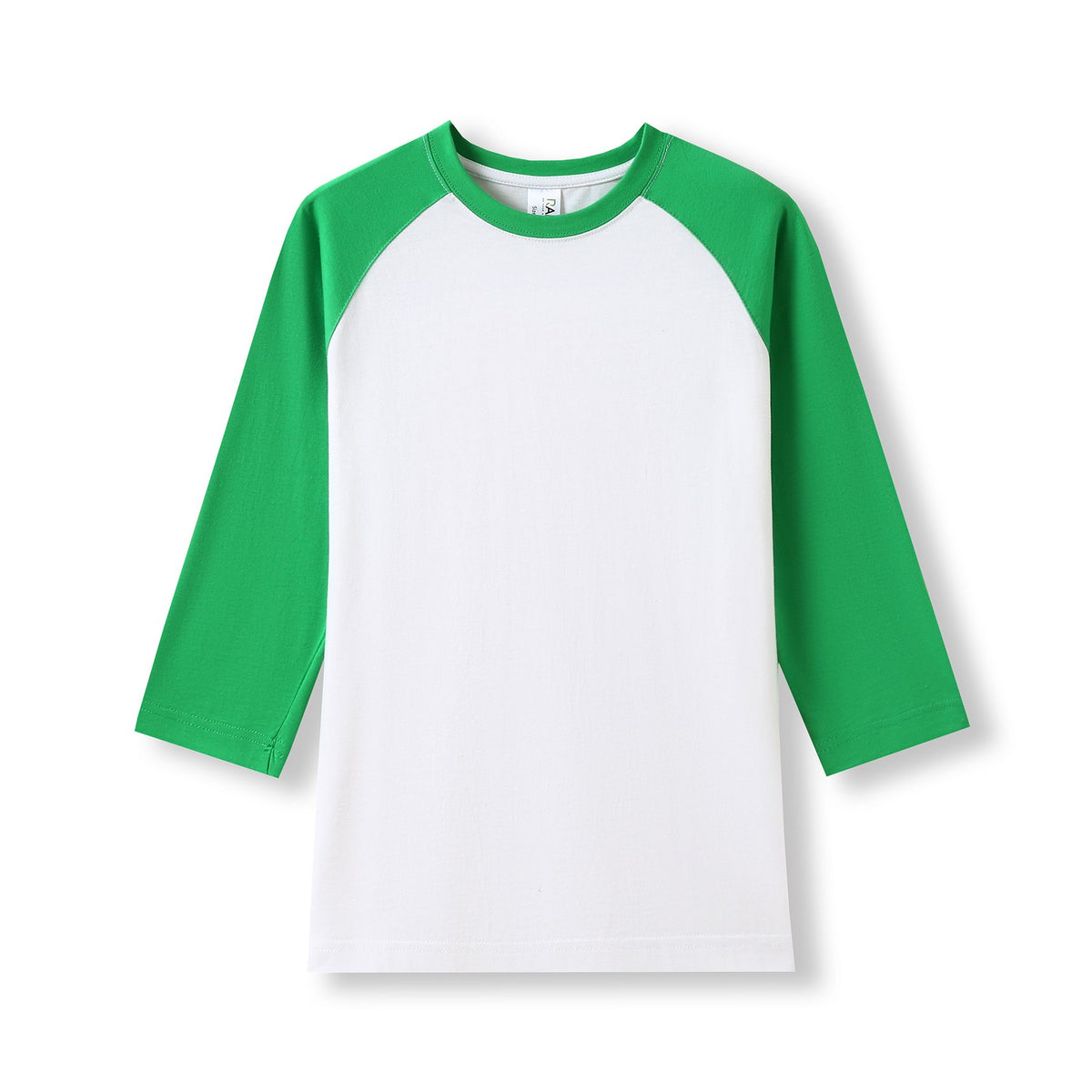 Women's 3/4 Sleeve Raglan T-shirt - White/Emerald Green - Front