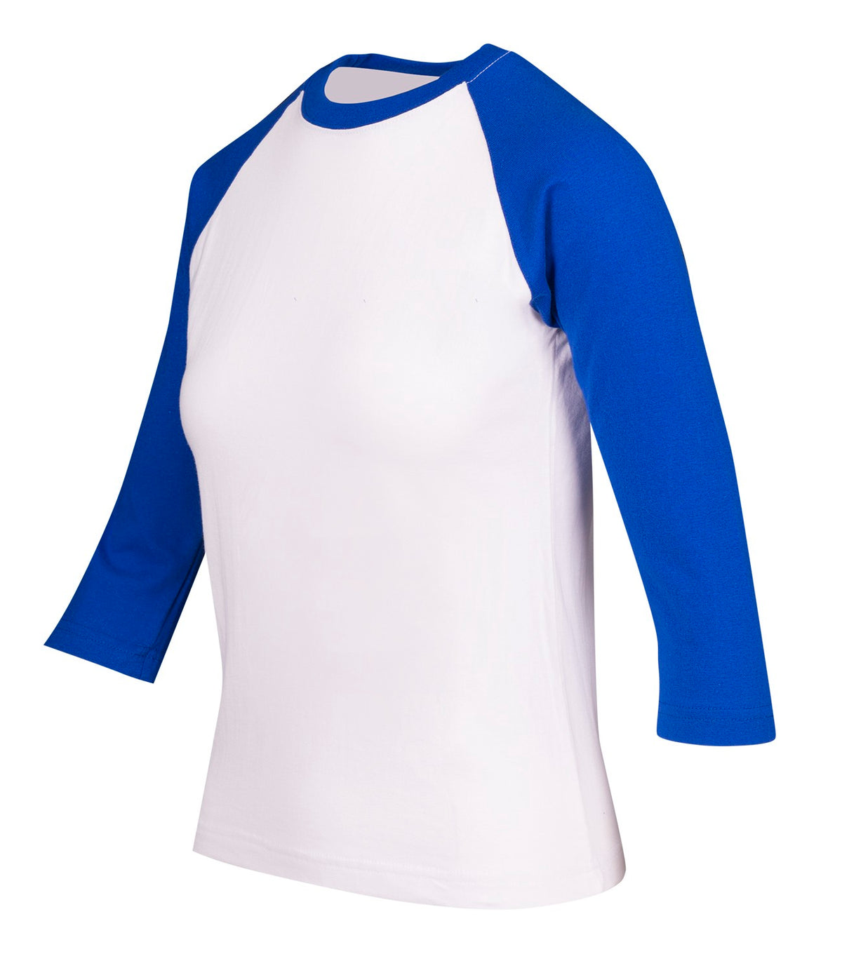 Women's 3/4 Sleeve Raglan T-shirt - White/Royal - Side
