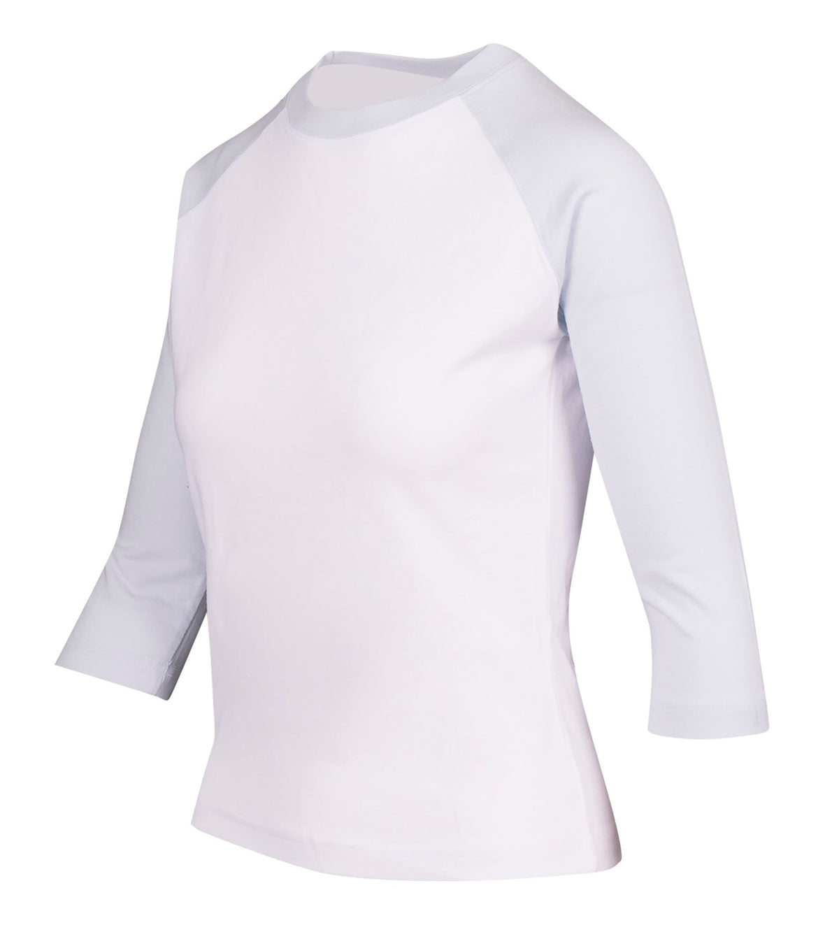 Women's 3/4 Sleeve Raglan T-shirt - White/Surf Blue - Side