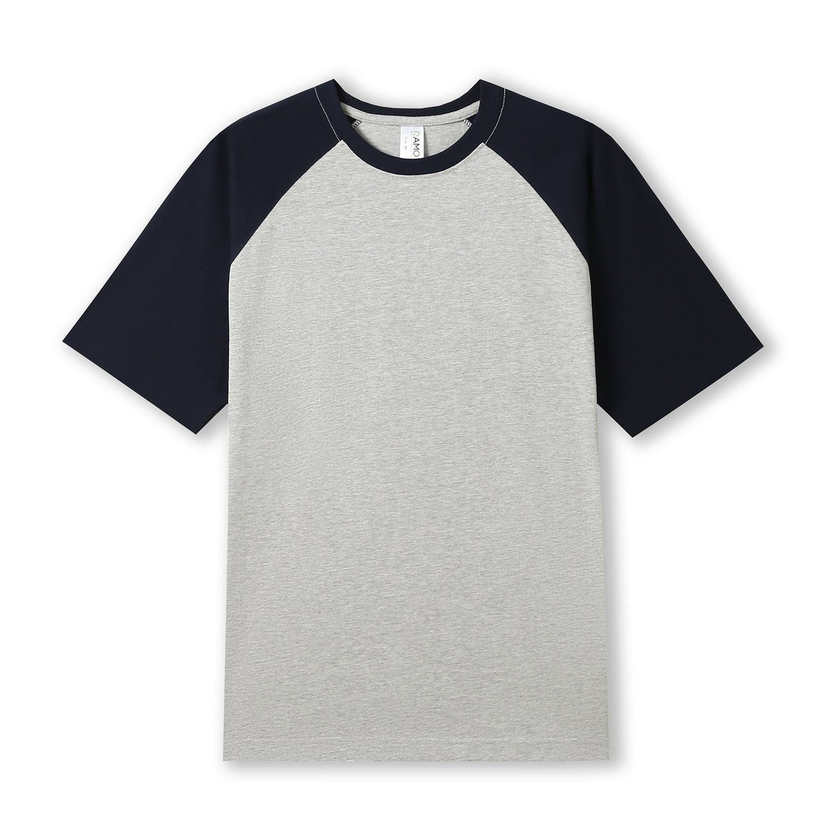 Men's / Unisex Raglan Sleeve Tee - Grey Marl/Navy - Front