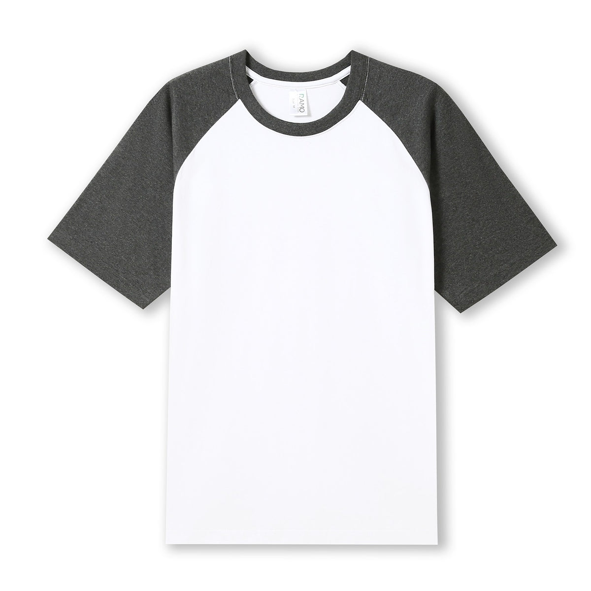 Men's / Unisex Raglan Sleeve Tee - White/Dark Marl - Front
