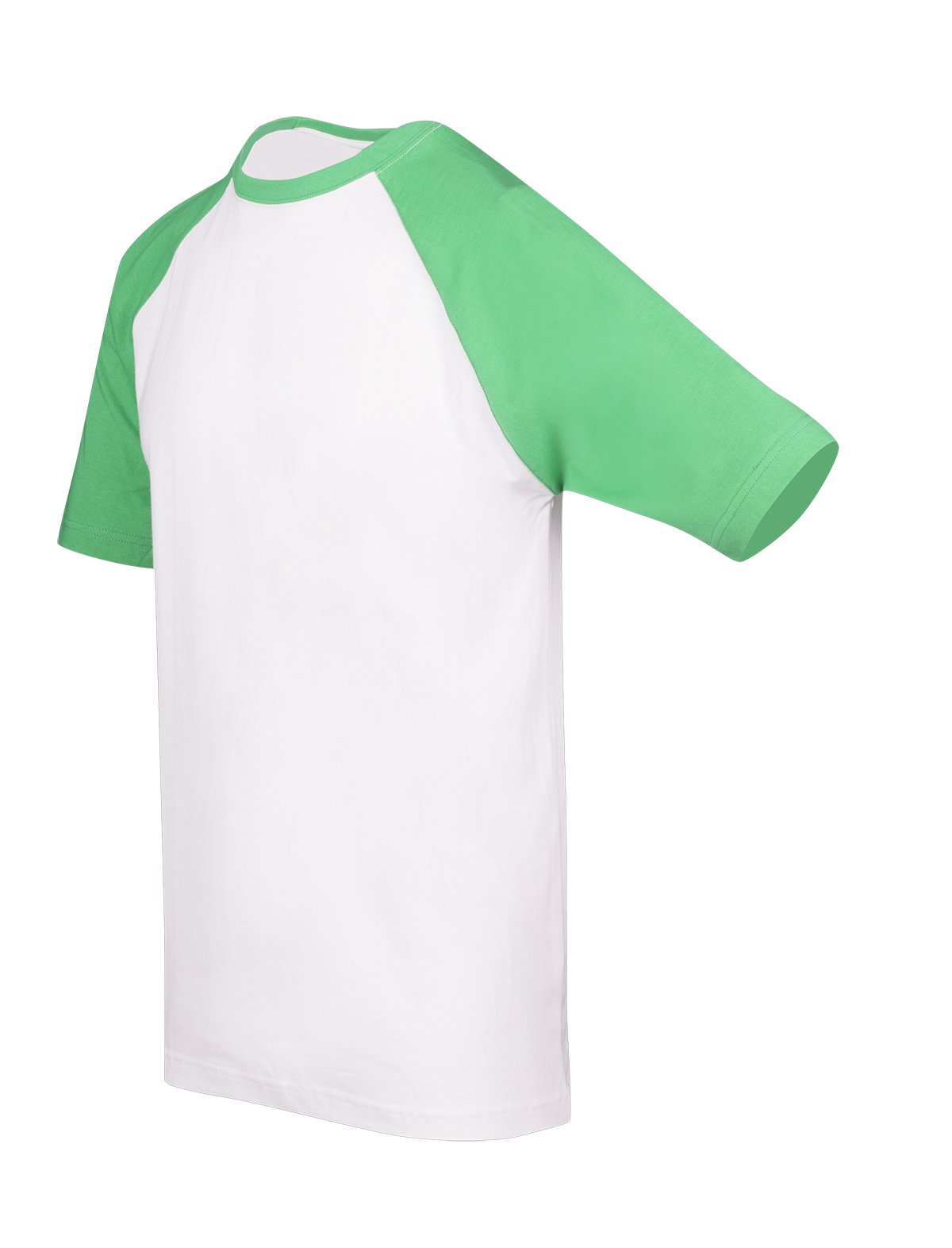 Men's / Unisex Raglan Sleeve Tee - White/Emerald Green - Side