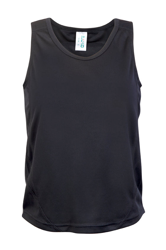 Kids Accelerator Cool-Dry Singlet - Black/Black - Front