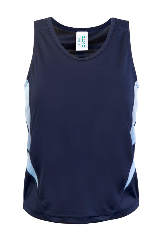 Kids Accelerator Cool-Dry Singlet - Navy/Sky Blue - Front
