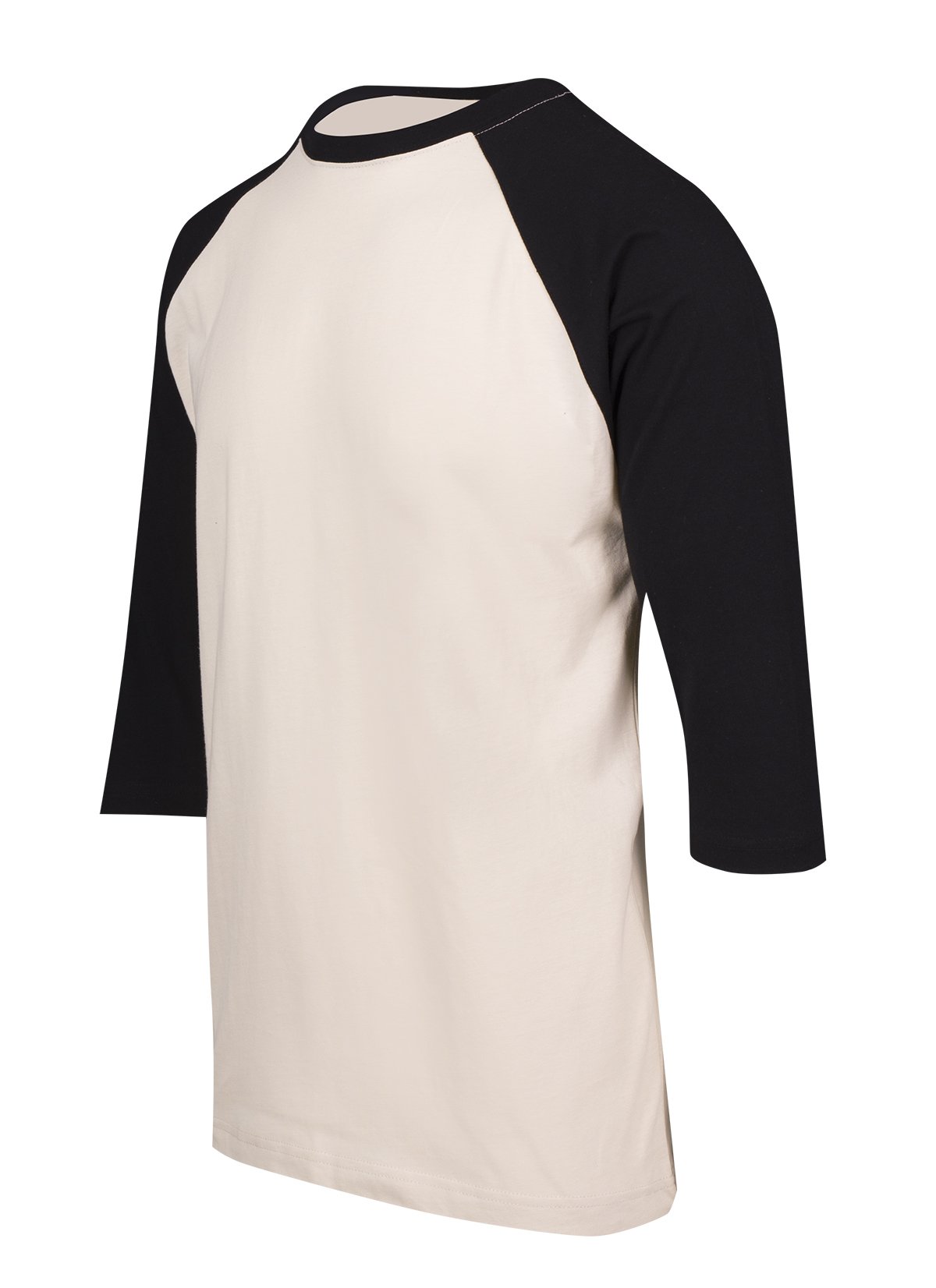 Men's / Unisex 3/4 Sleeve Raglan T-shirt - Bone/Black - Side