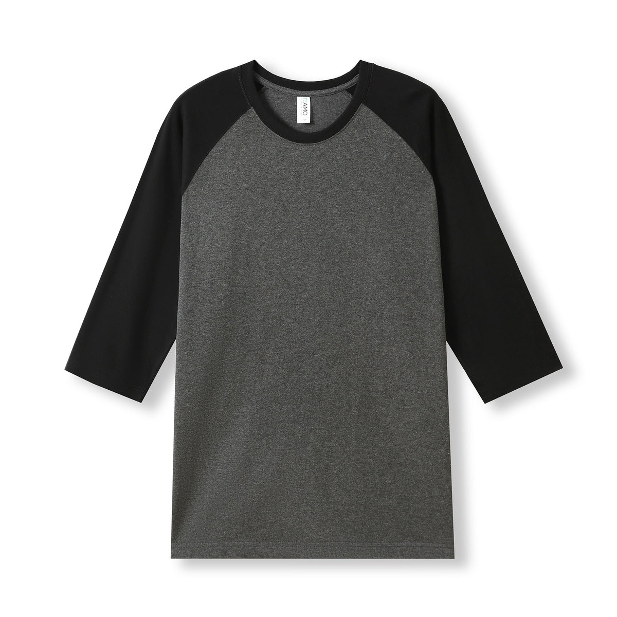 Men's / Unisex 3/4 Sleeve Raglan T-shirt - Dark Marl/Black - Front