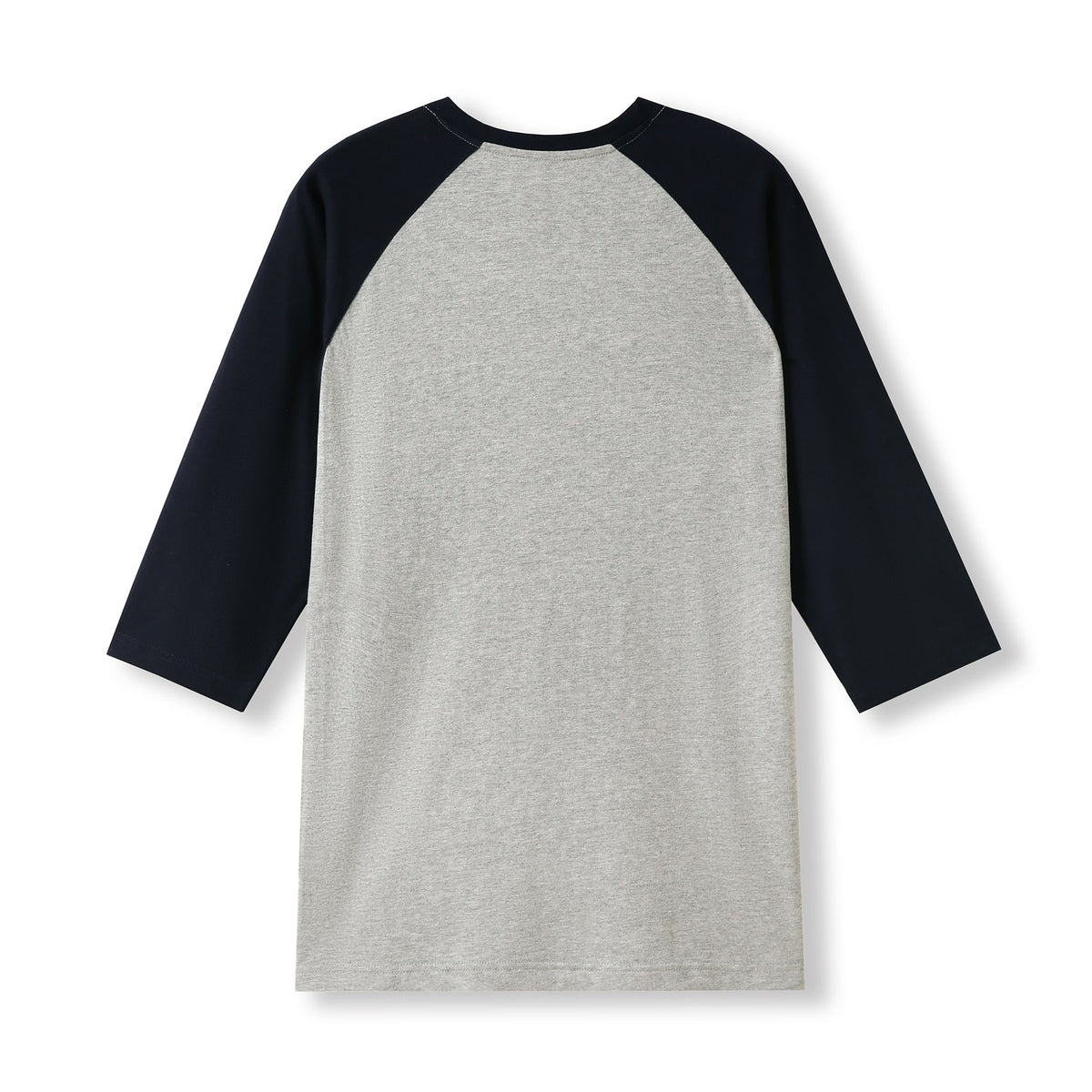 Men's / Unisex 3/4 Sleeve Raglan T-shirt - Grey Marl/Navy - Back