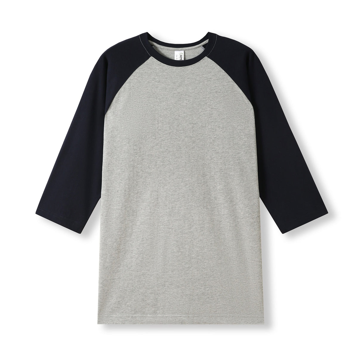 Men's / Unisex 3/4 Sleeve Raglan T-shirt - Grey Marl/Navy - Front