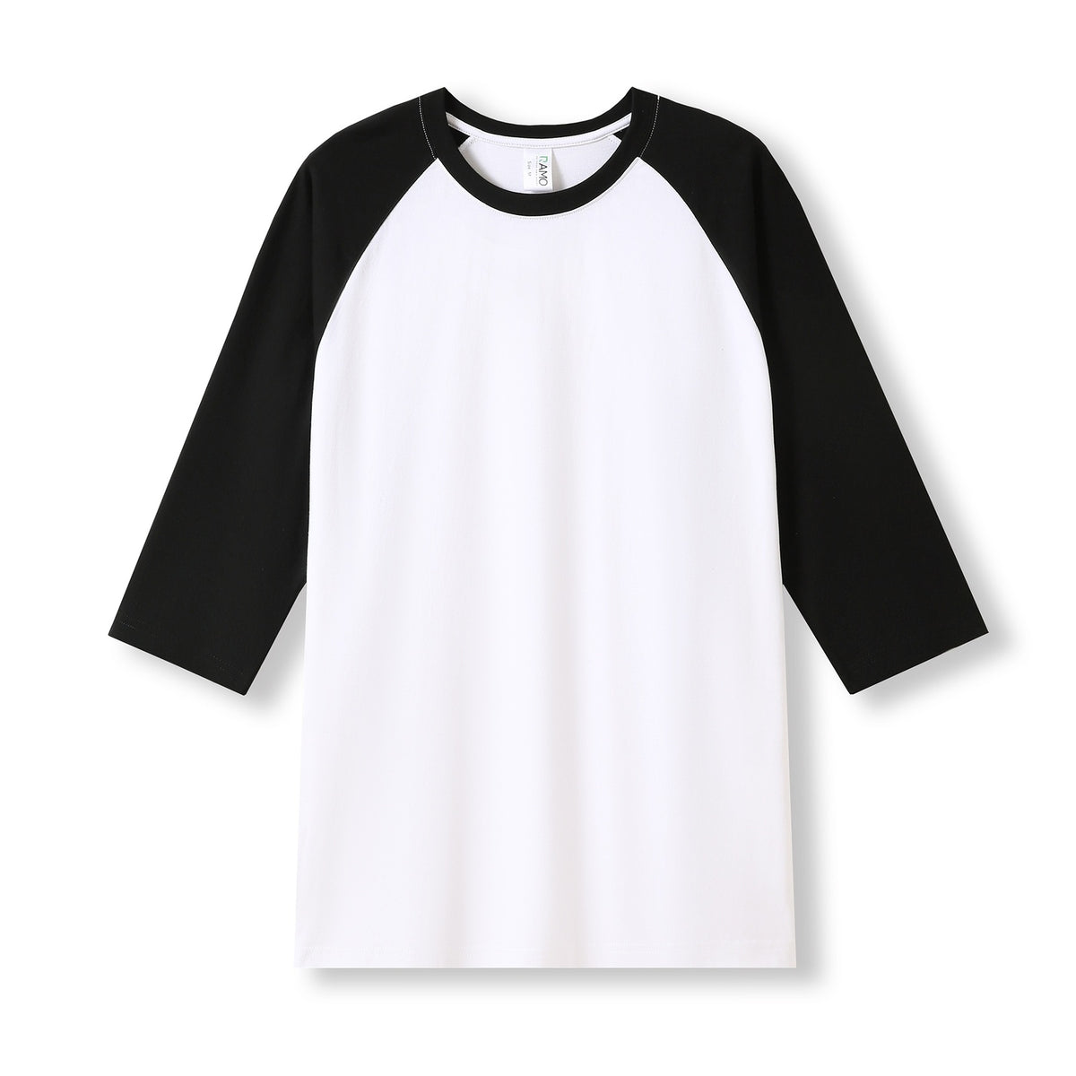 Men's / Unisex 3/4 Sleeve Raglan T-shirt - White/Black - Front