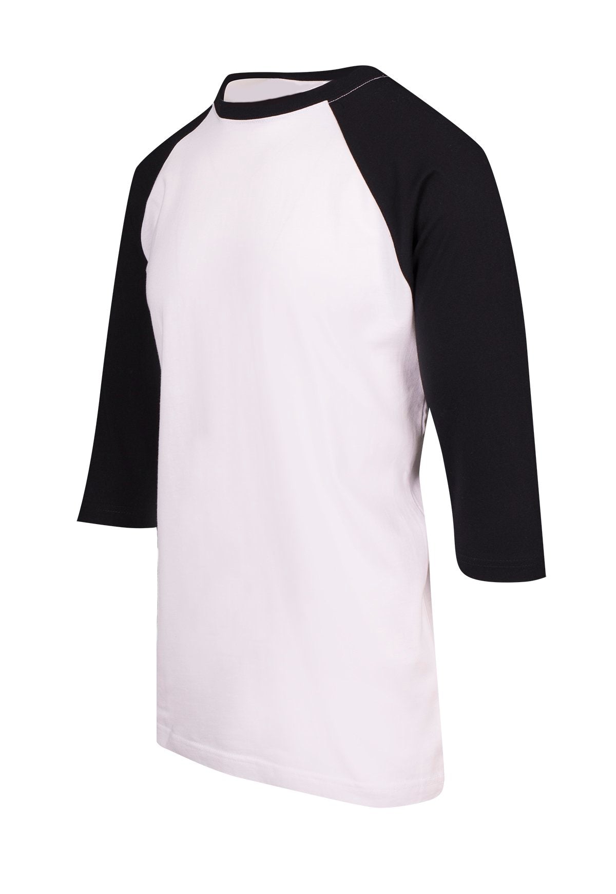Men's / Unisex 3/4 Sleeve Raglan T-shirt - White/Black - Side