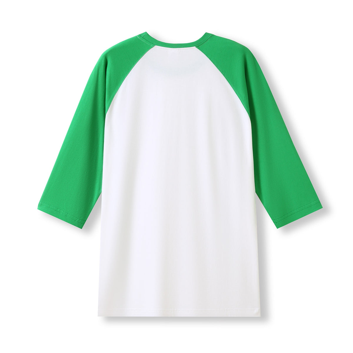 Men's / Unisex 3/4 Sleeve Raglan T-shirt - White/Emerald Green - Back