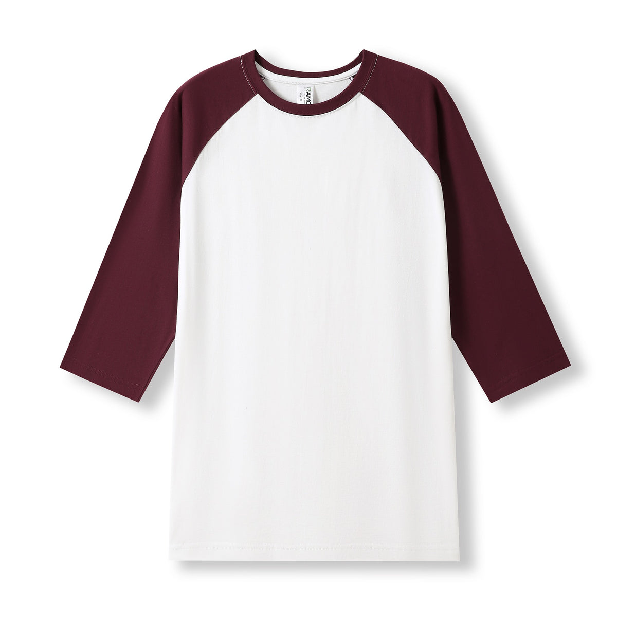 Men's / Unisex 3/4 Sleeve Raglan T-shirt - White/Maroon - Front
