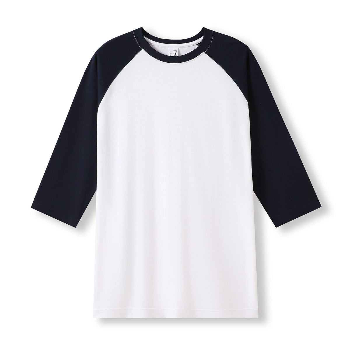Men's / Unisex 3/4 Sleeve Raglan T-shirt - White/Navy - Front