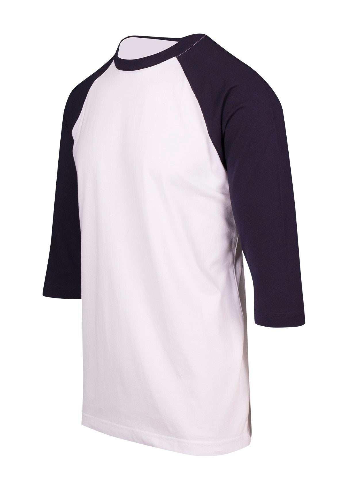 Men's / Unisex 3/4 Sleeve Raglan T-shirt - White/Navy - Side