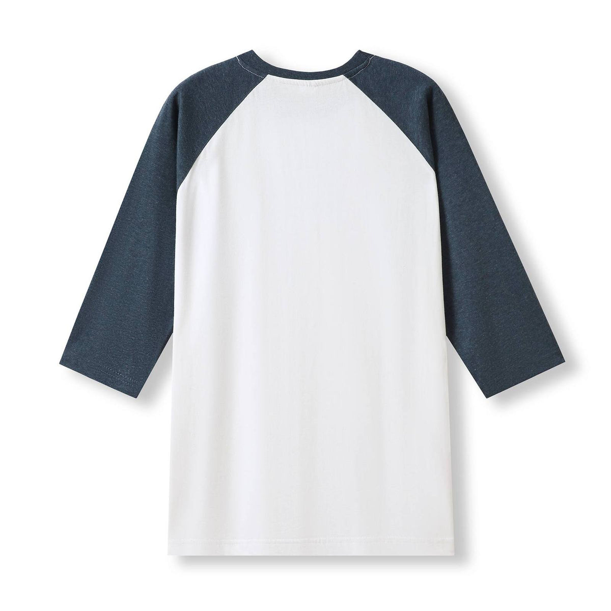 Men's / Unisex 3/4 Sleeve Raglan T-shirt - White/Navy Marl - Back