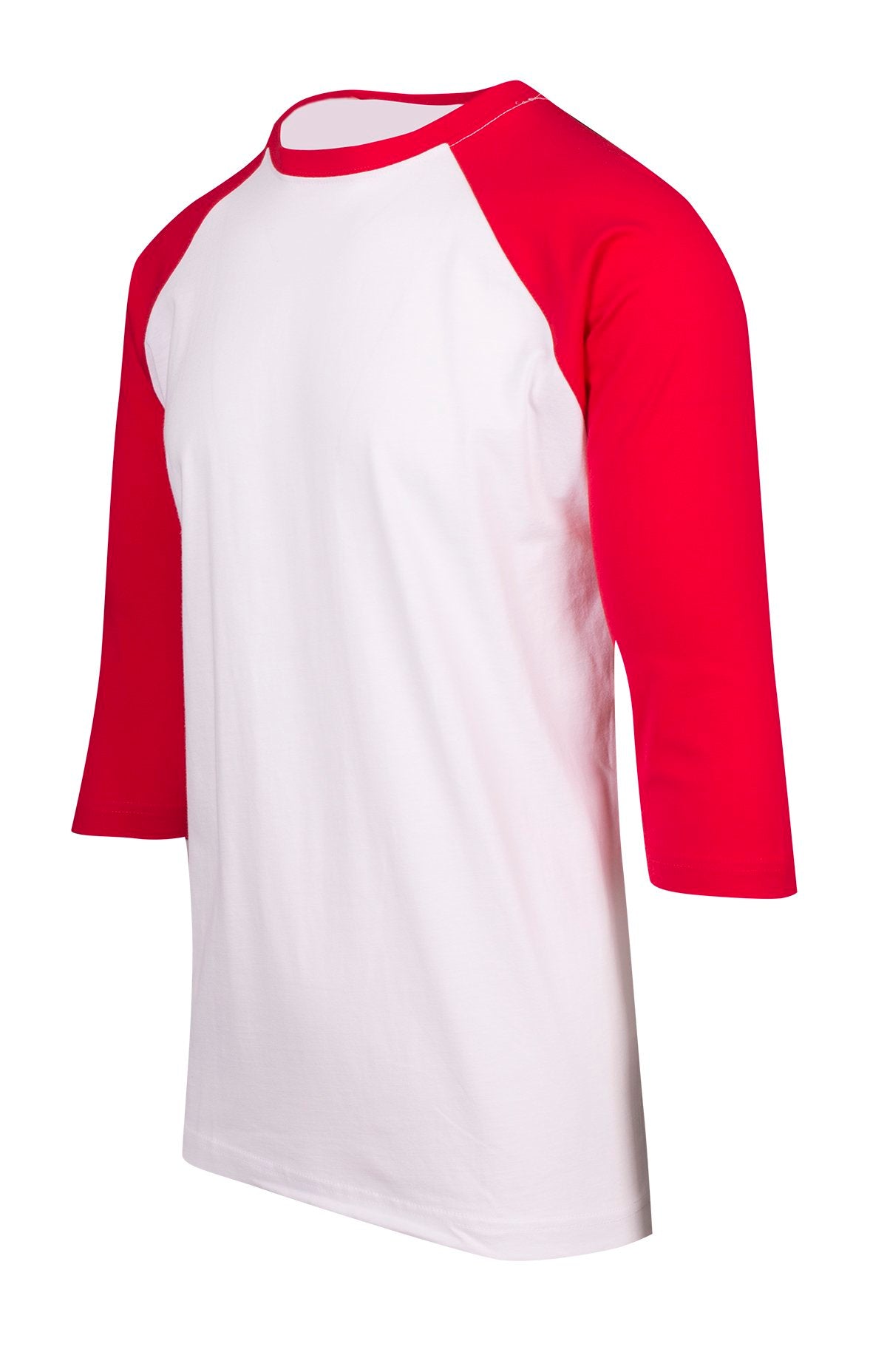 Men's / Unisex 3/4 Sleeve Raglan T-shirt - White/Red - Side