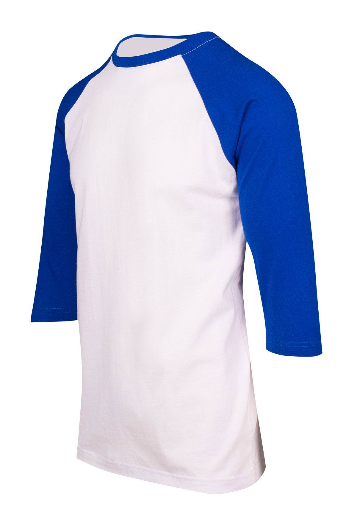 Men's / Unisex 3/4 Sleeve Raglan T-shirt - White/Royal - Side
