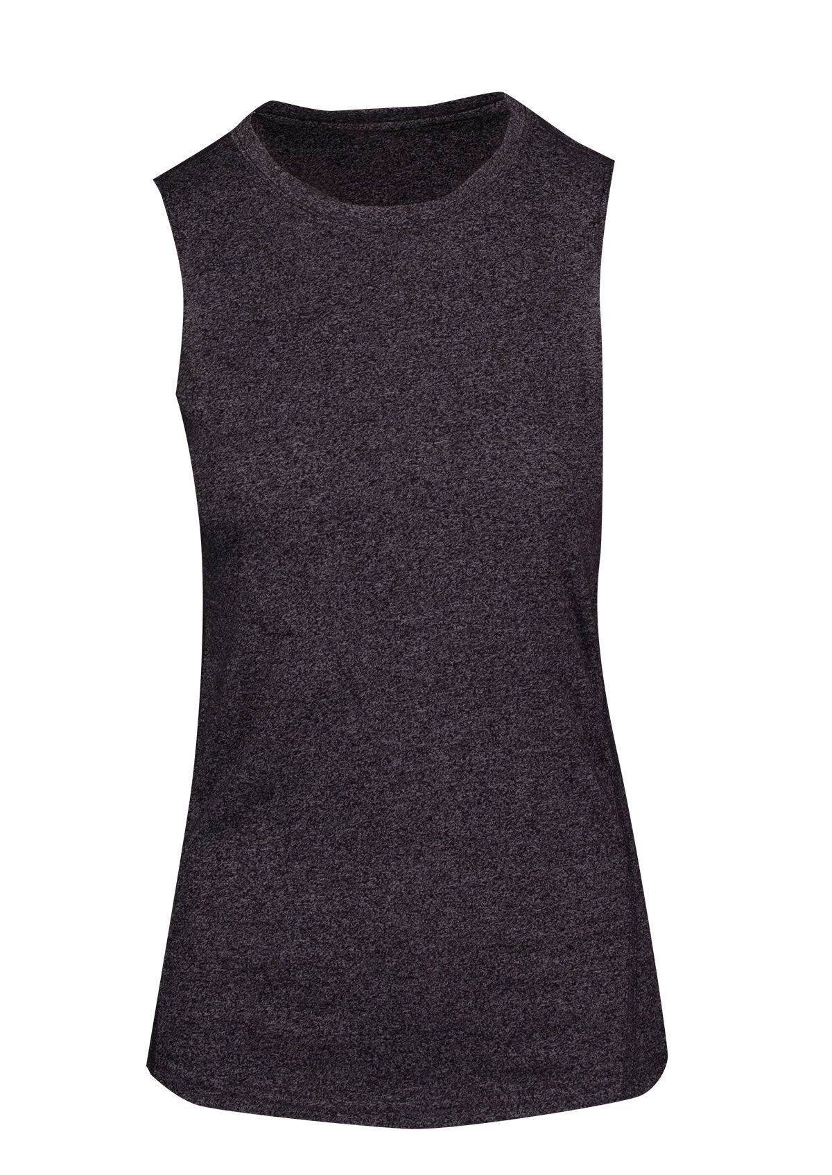 Womens Heather SLEEVELESS Tee - Greatness Range - Dark Heather - Front