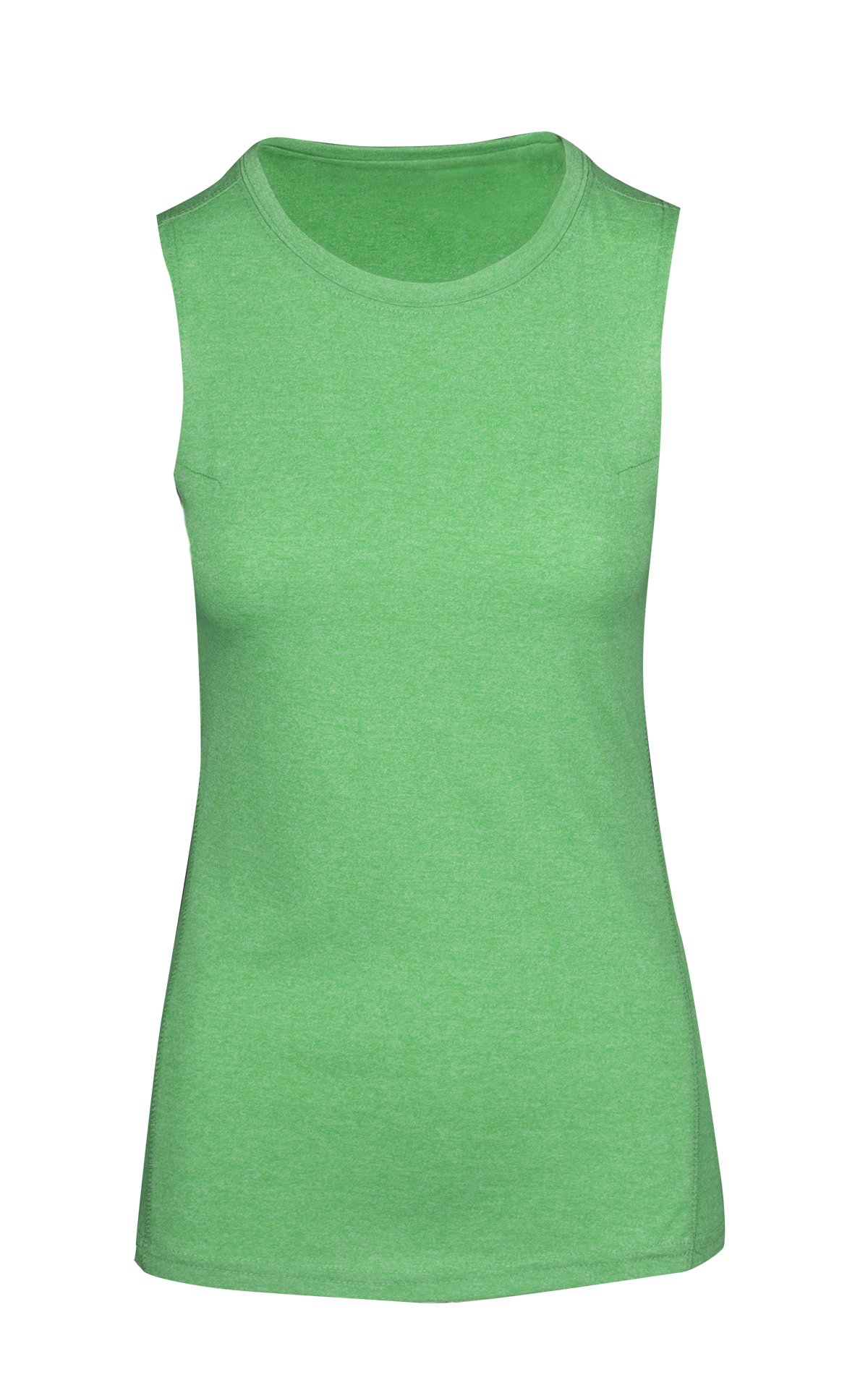 Womens Heather SLEEVELESS Tee - Greatness Range - Emerald Green Heather - Front