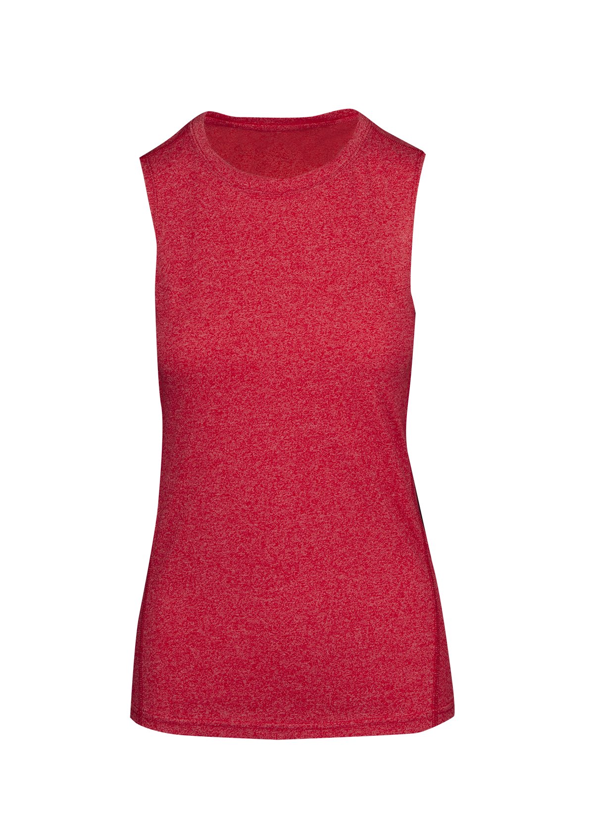 Womens Heather SLEEVELESS Tee - Greatness Range - Red Heather - Front