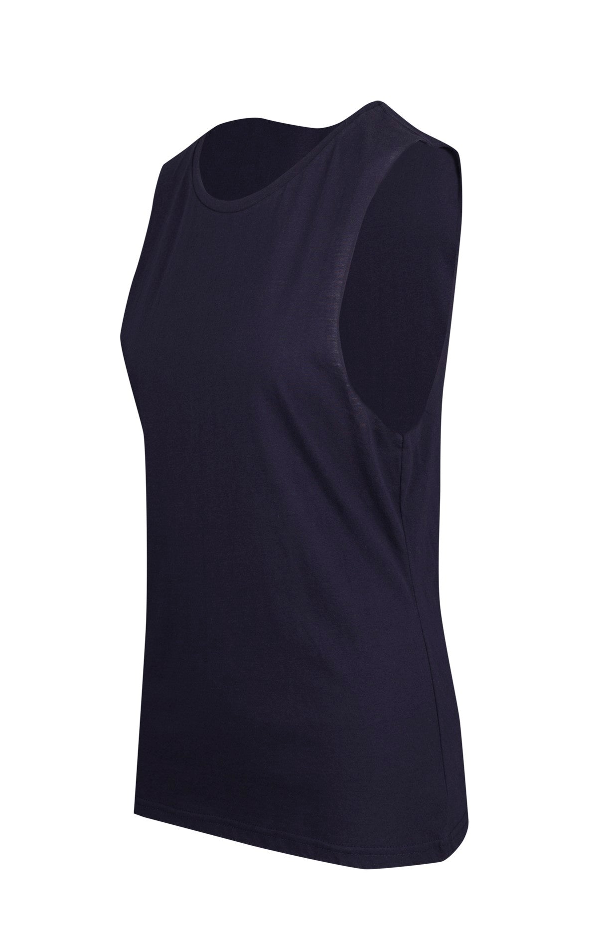 Women's combed cotton Tank - Navy Blue - Side