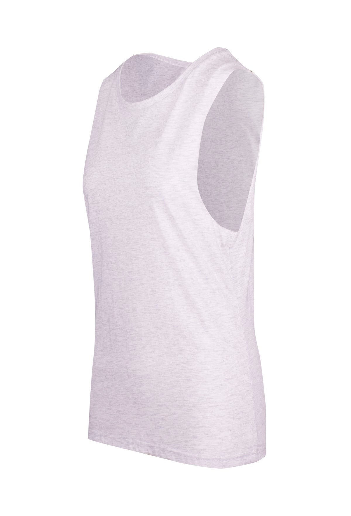 Women's combed cotton Tank - White Marl - Side