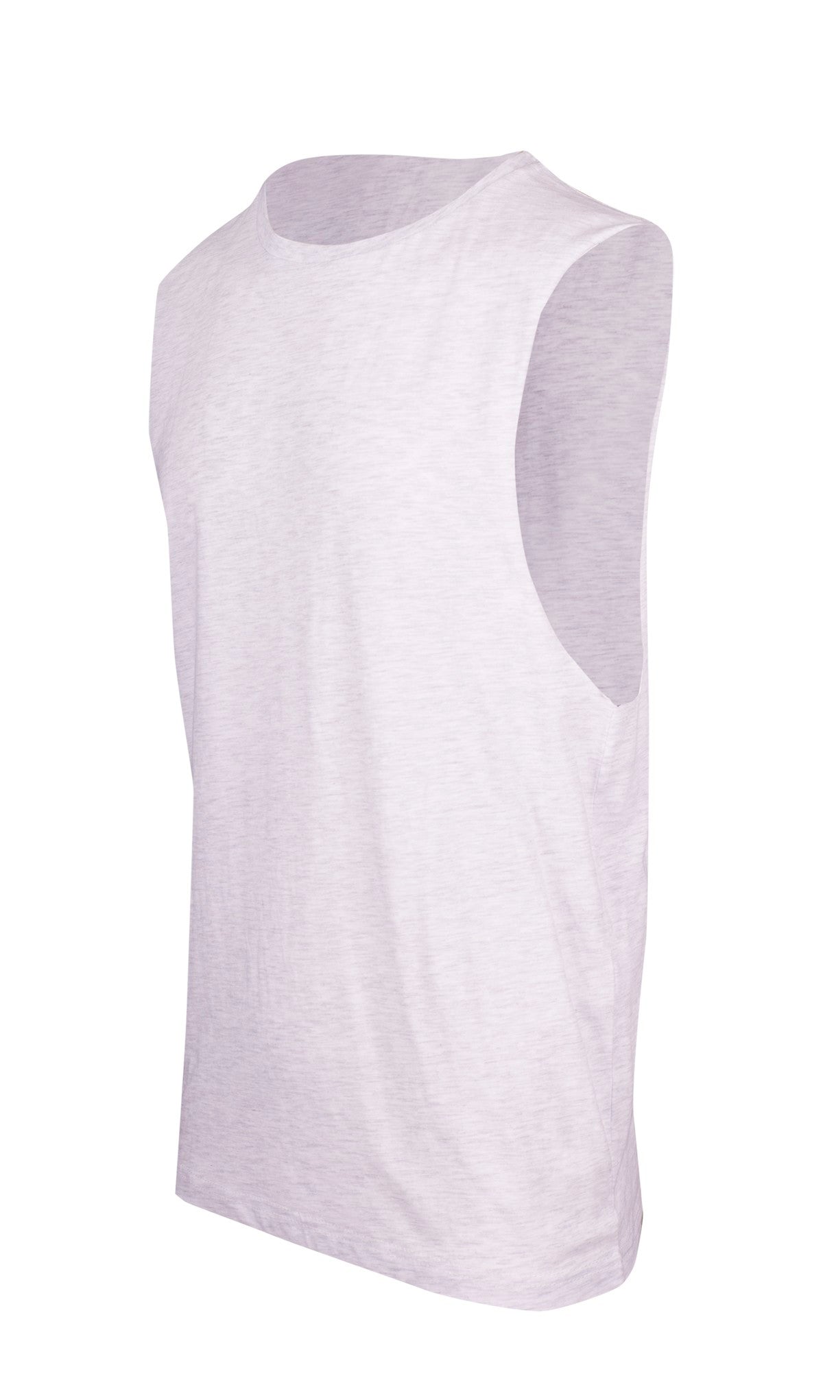 Men's / Unisex combed cotton tank - White Marl - Side