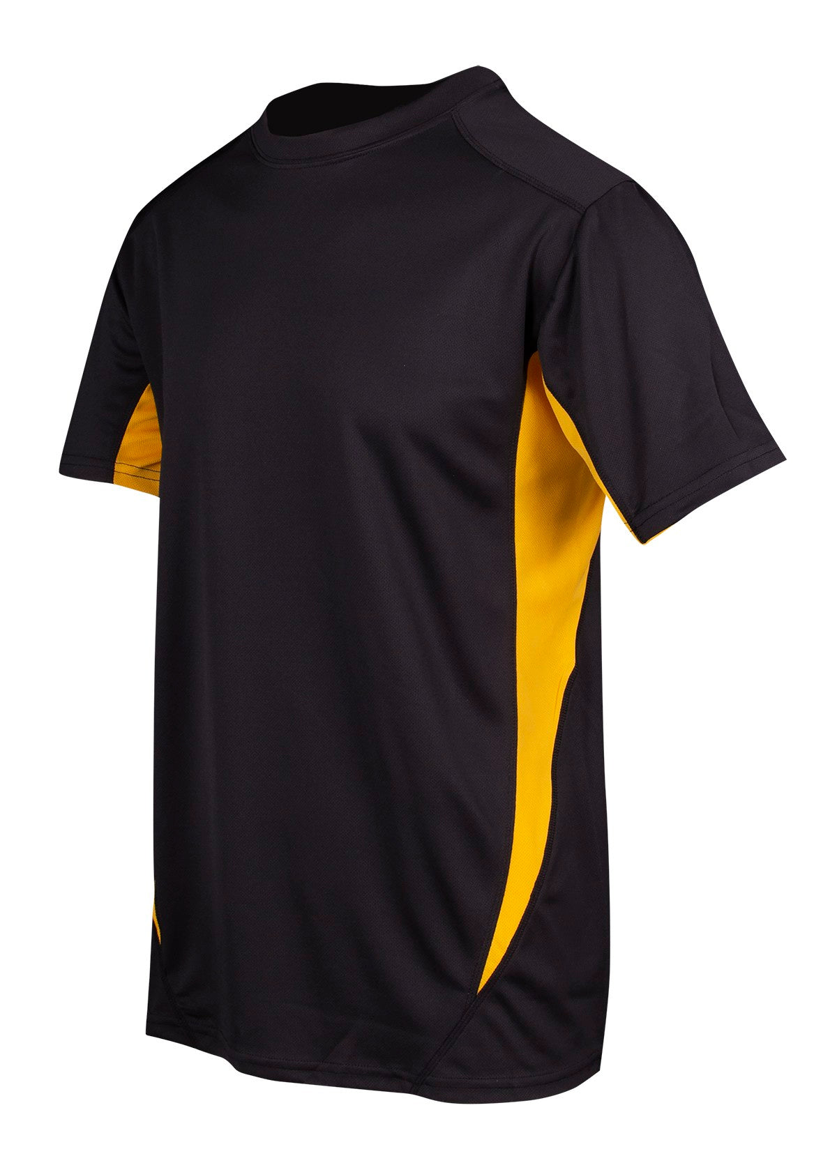 Mens Accelerator Cool Dry T-shirt - Black/Gold - Side
