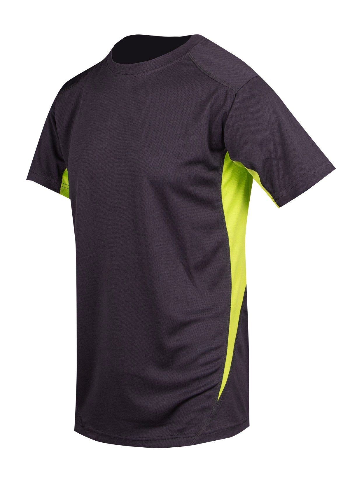 Mens Accelerator Cool Dry T-shirt - Charcoal/Lime - Side