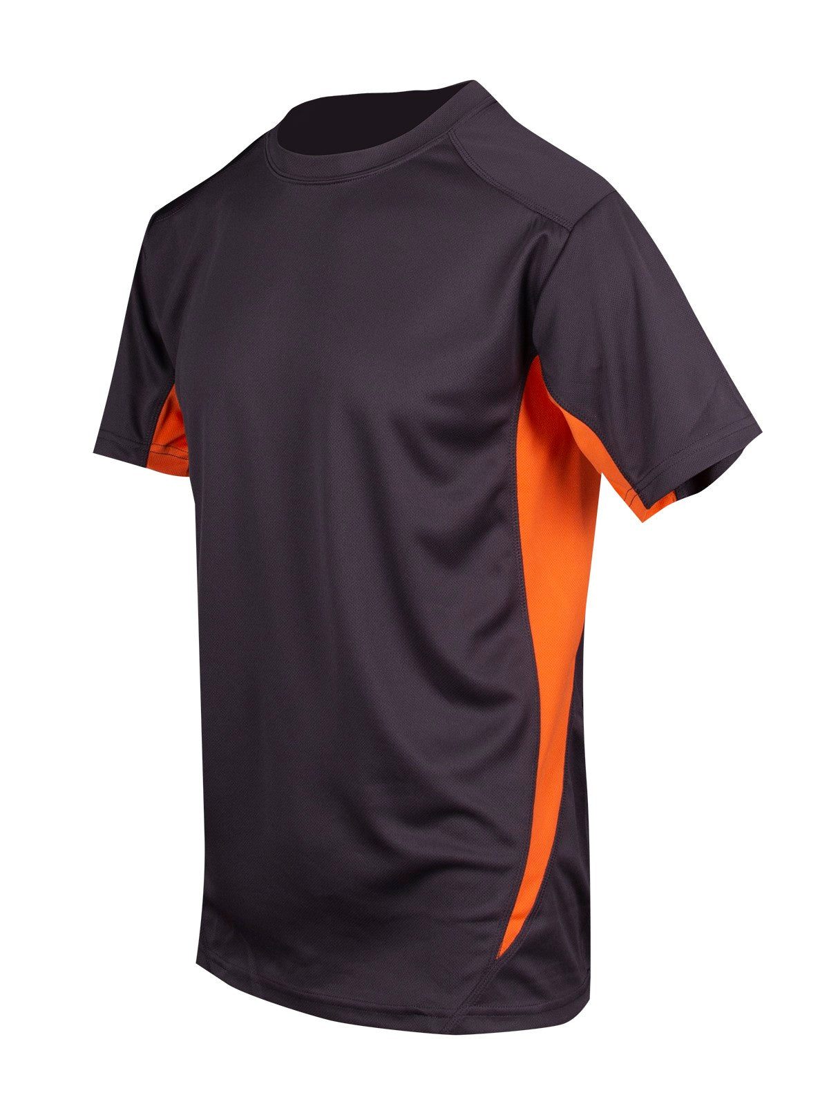 Mens Accelerator Cool Dry T-shirt - Charcoal/Orange - Side