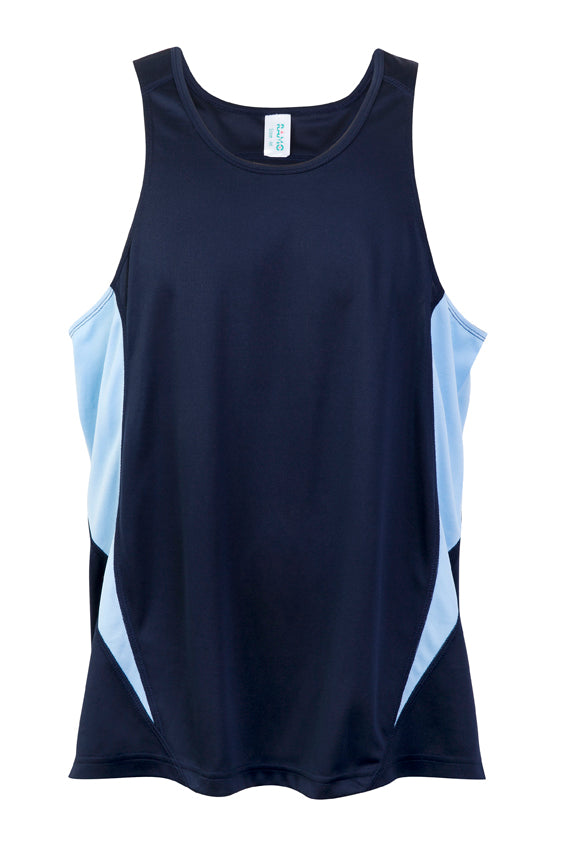 Mens Accelerator Cool Dry Singlet - Navy/Sky Blue - Front