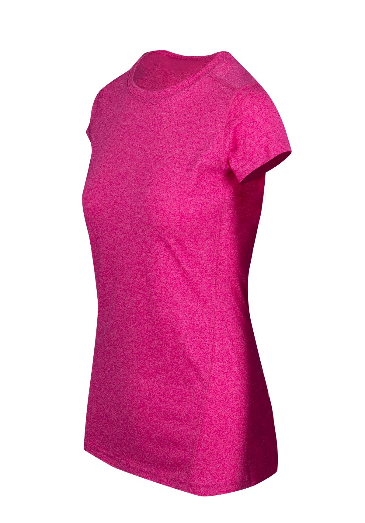 Womens Greatness Athletic T-shirt - Hot Pink Heather - Side