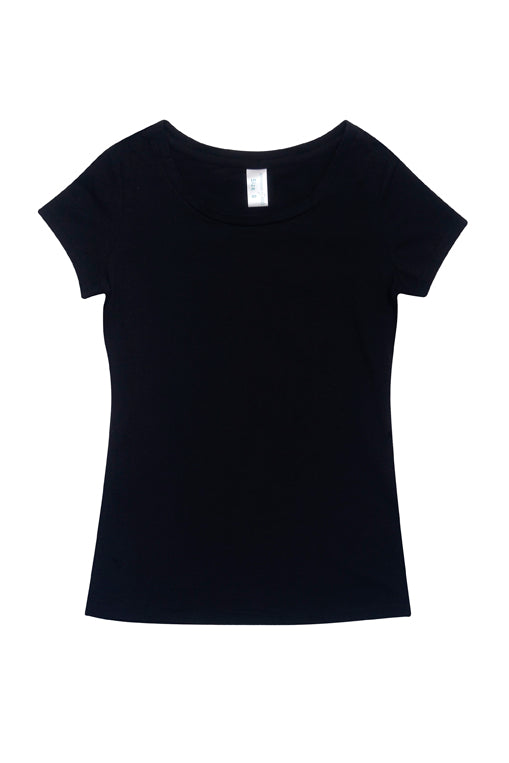 Womens Cotton/Spandex T-shirt - Black - Front