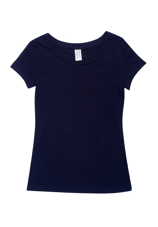 Womens Cotton/Spandex T-shirt - Navy Blue - Front