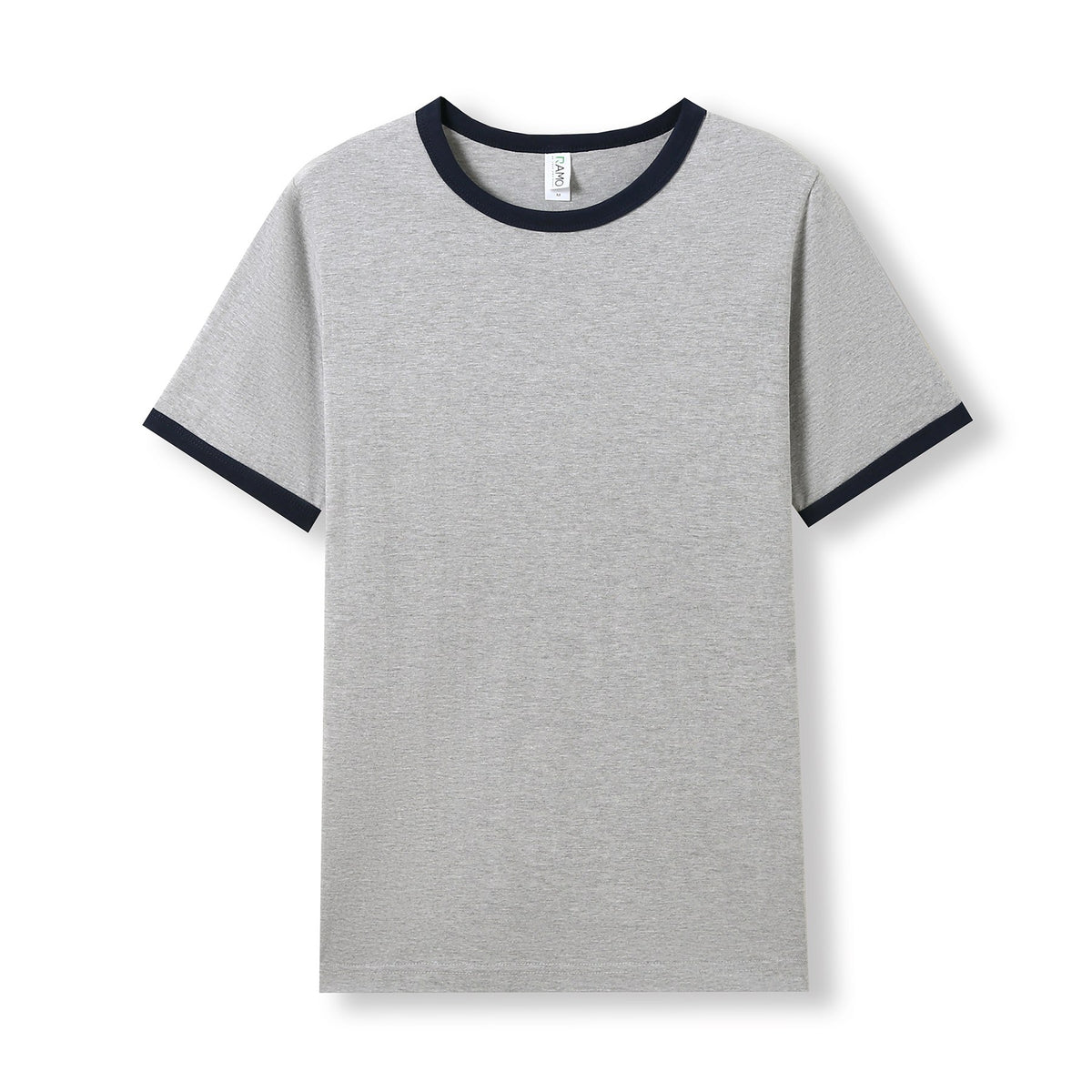 Men's / Unisex Ringer T-shirt - Grey Marl/Navy - Front