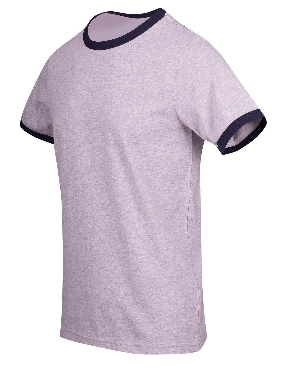 Men's / Unisex Ringer T-shirt - Grey Marl/Navy - Side