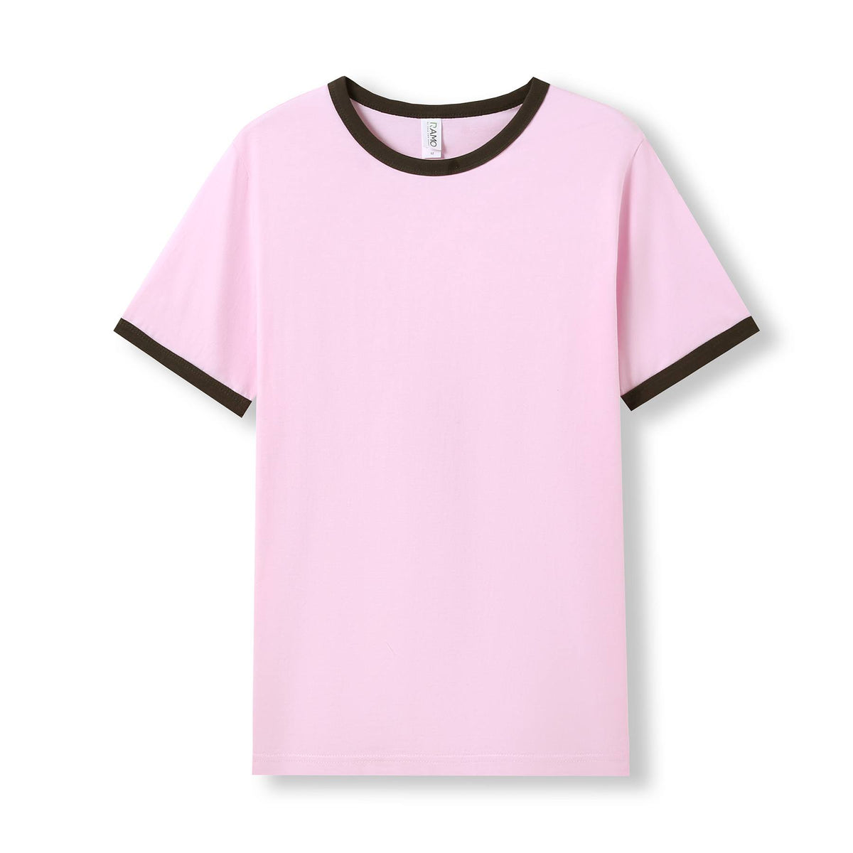 Men's / Unisex Ringer T-shirt - Pink/Brown - Front