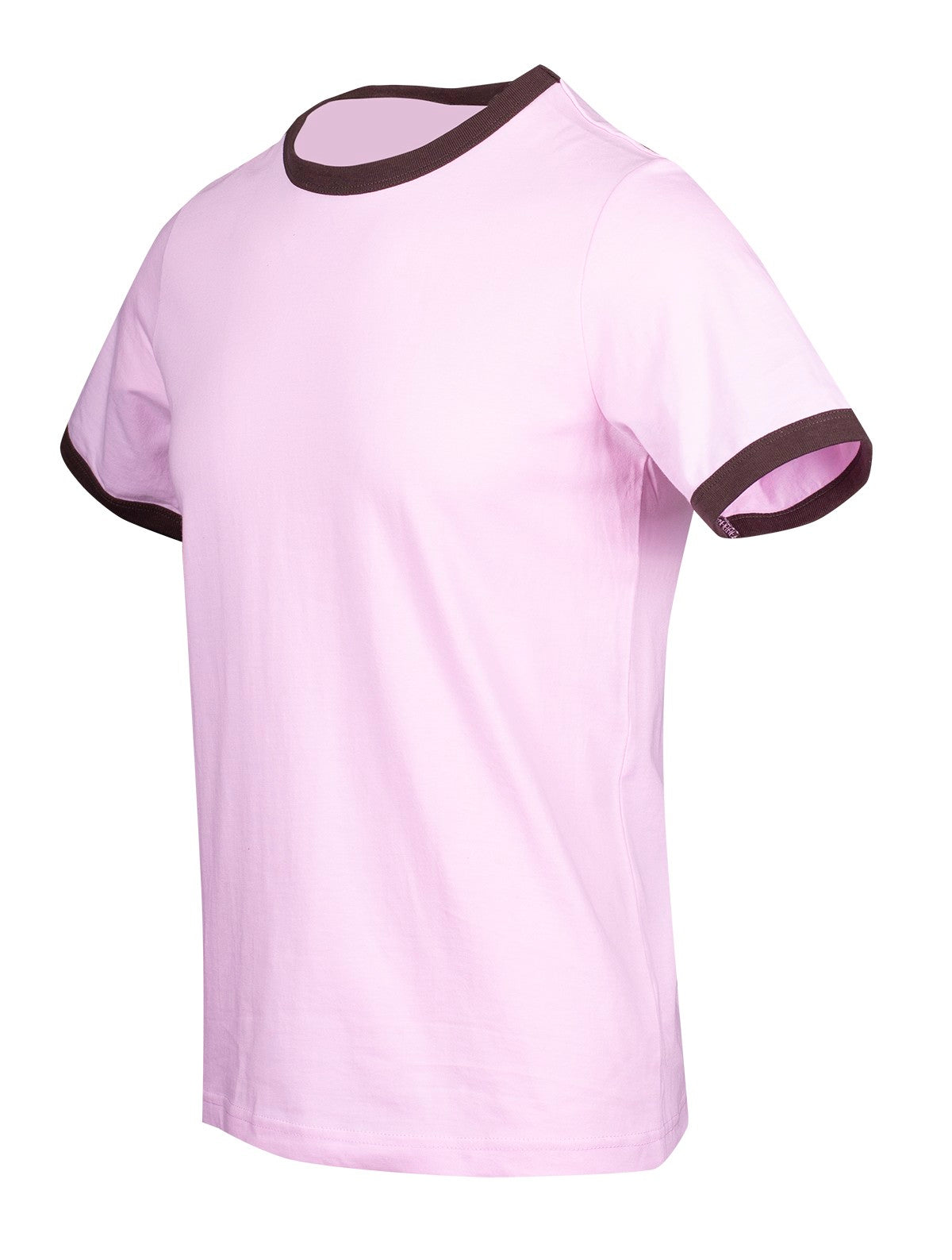 Men's / Unisex Ringer T-shirt - Pink/Brown - Side