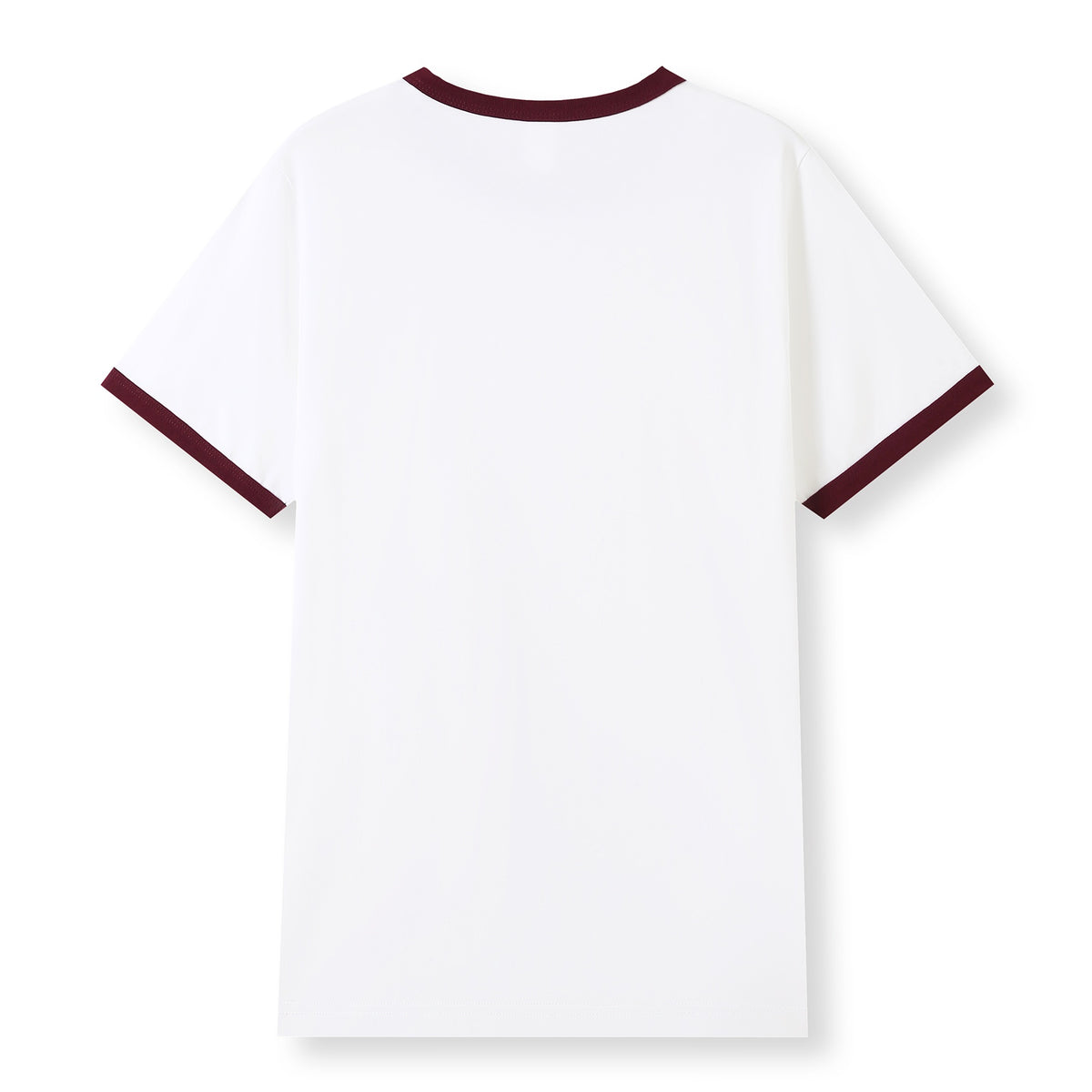 Men's / Unisex Ringer T-shirt - White/Maroon - Back