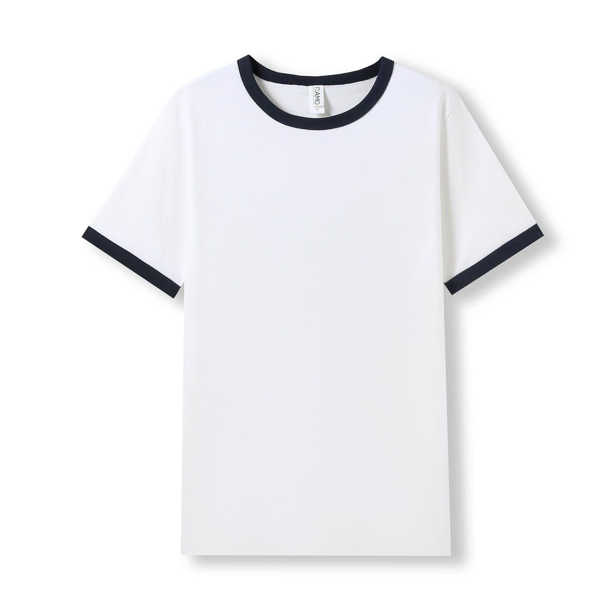 Men's / Unisex Ringer T-shirt - White/Navy - Front