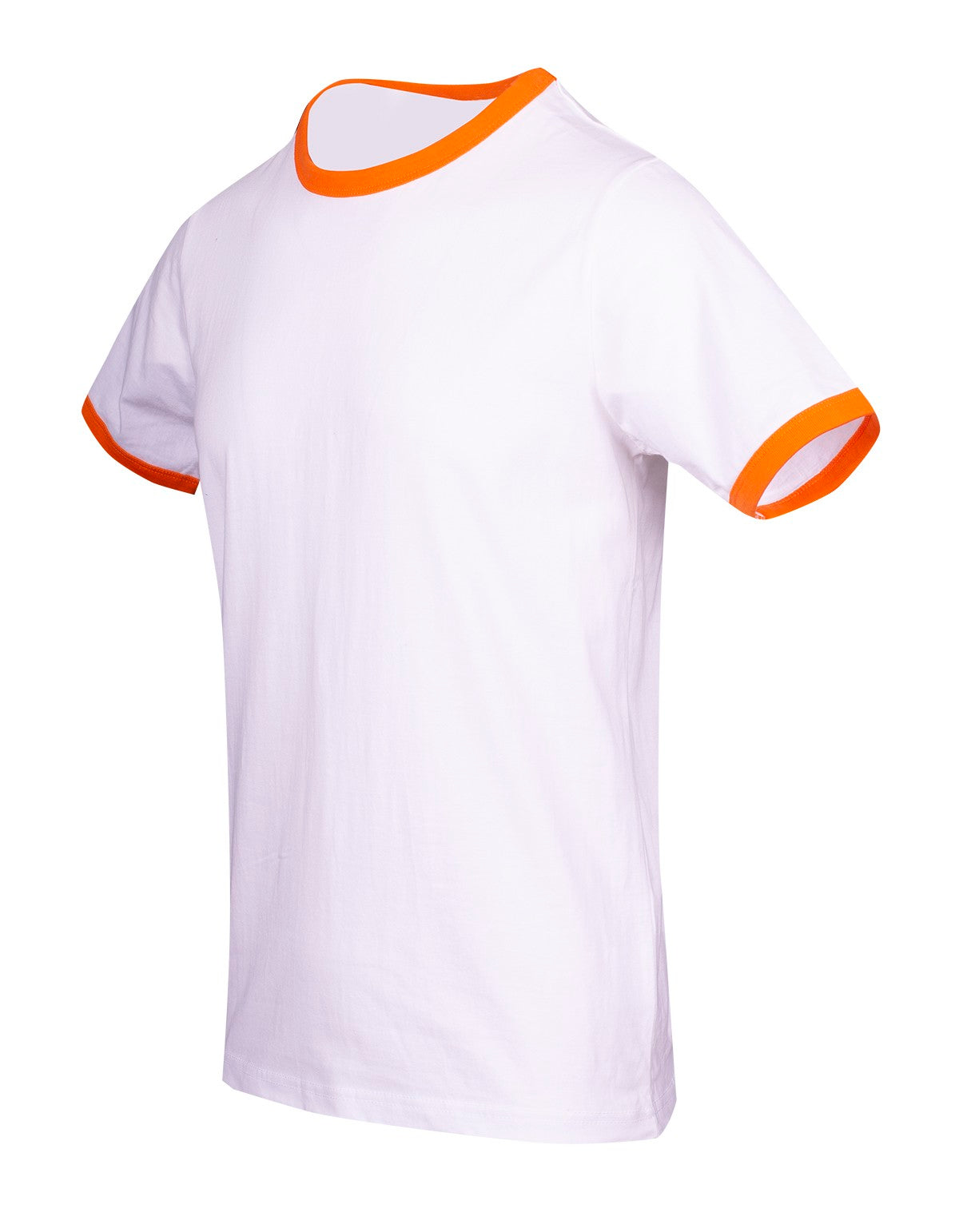 Men's / Unisex Ringer T-shirt - White/Orange - Side