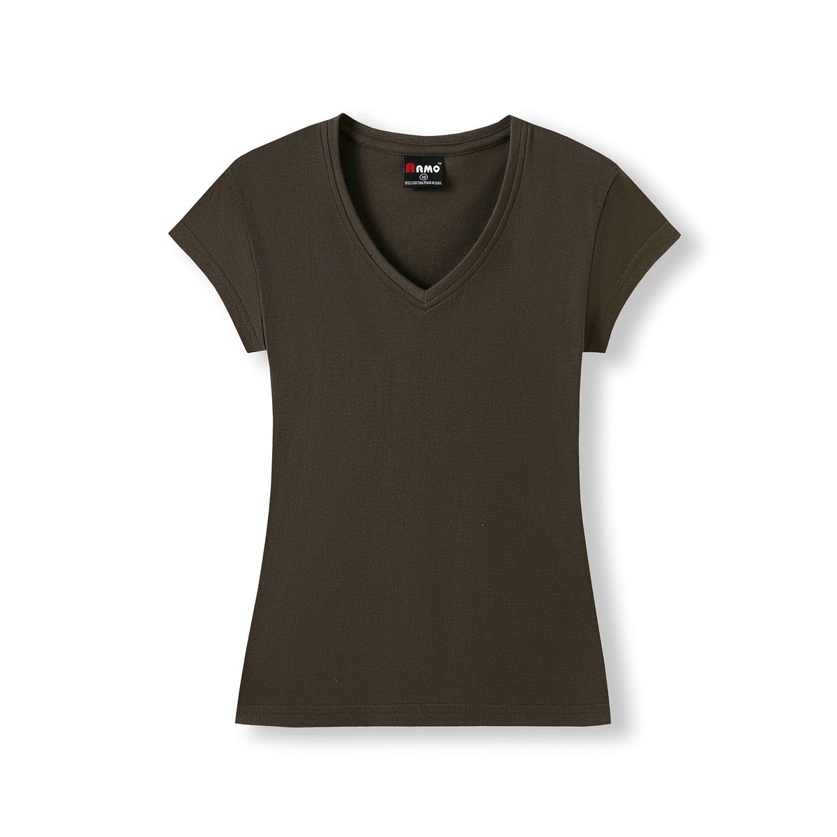 Women's V-neck T-shirt - Brown - Front