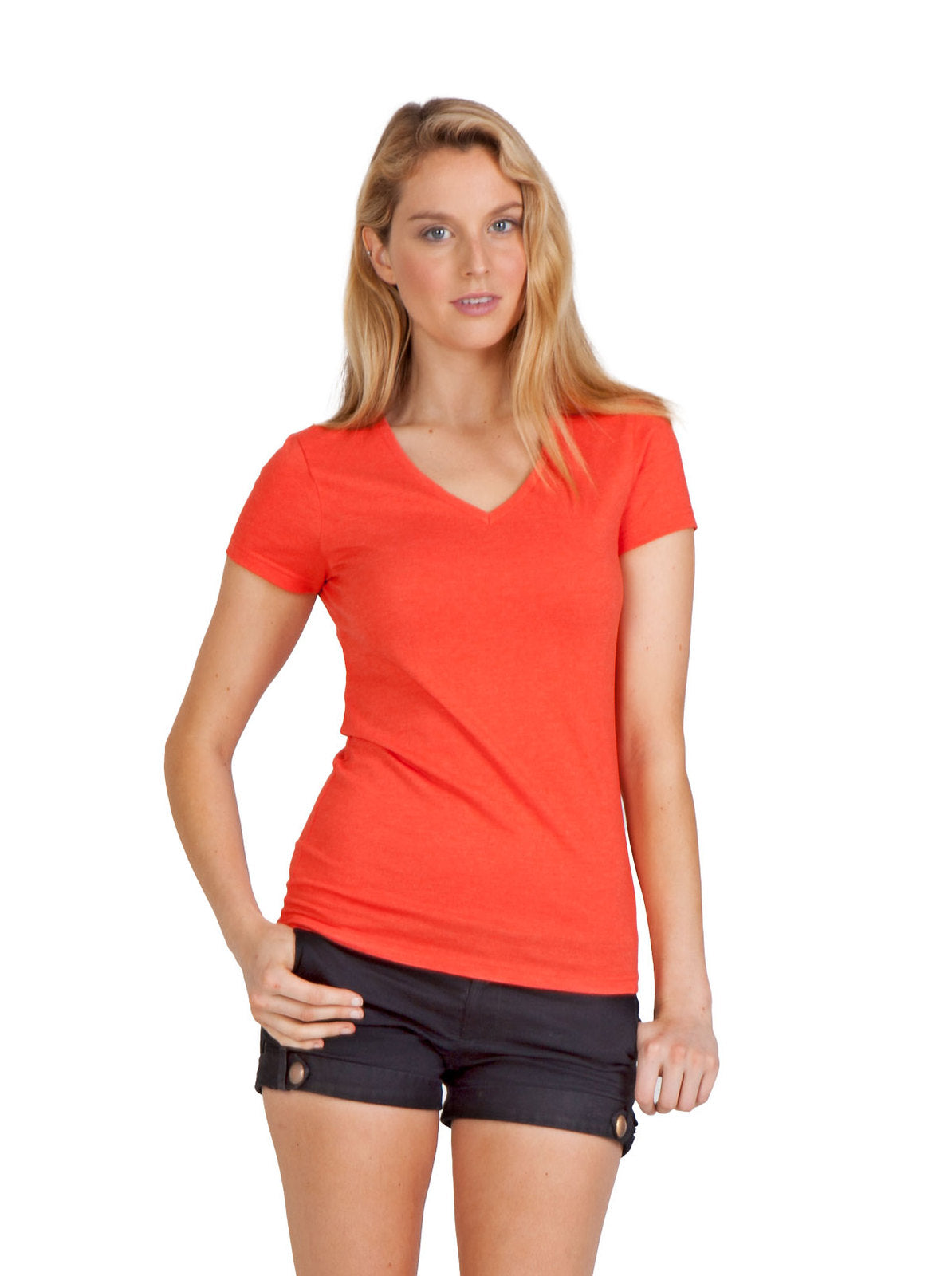 Womens Marl V-neck T-shirt - view