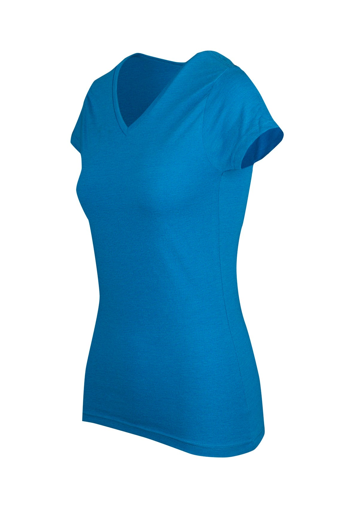 Womens Marl V-neck T-shirt - Azure Marl - Side