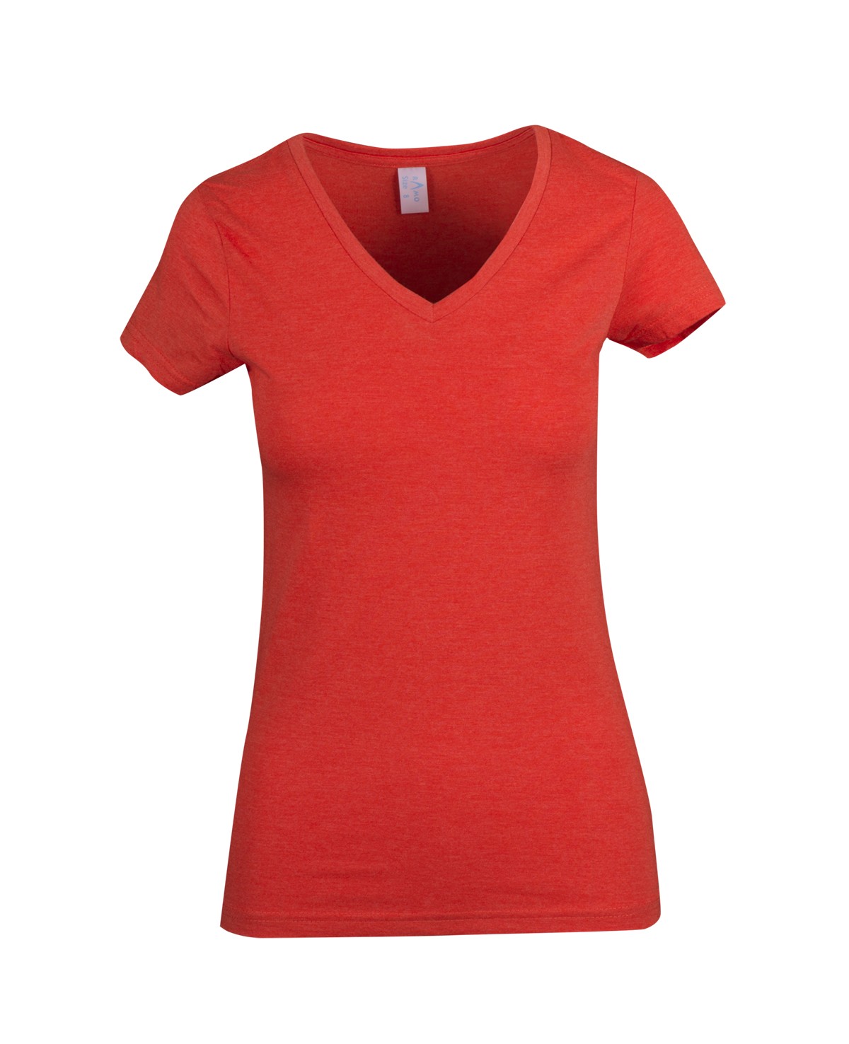 Womens Marl V-neck T-shirt - Coral Red Marl - Front