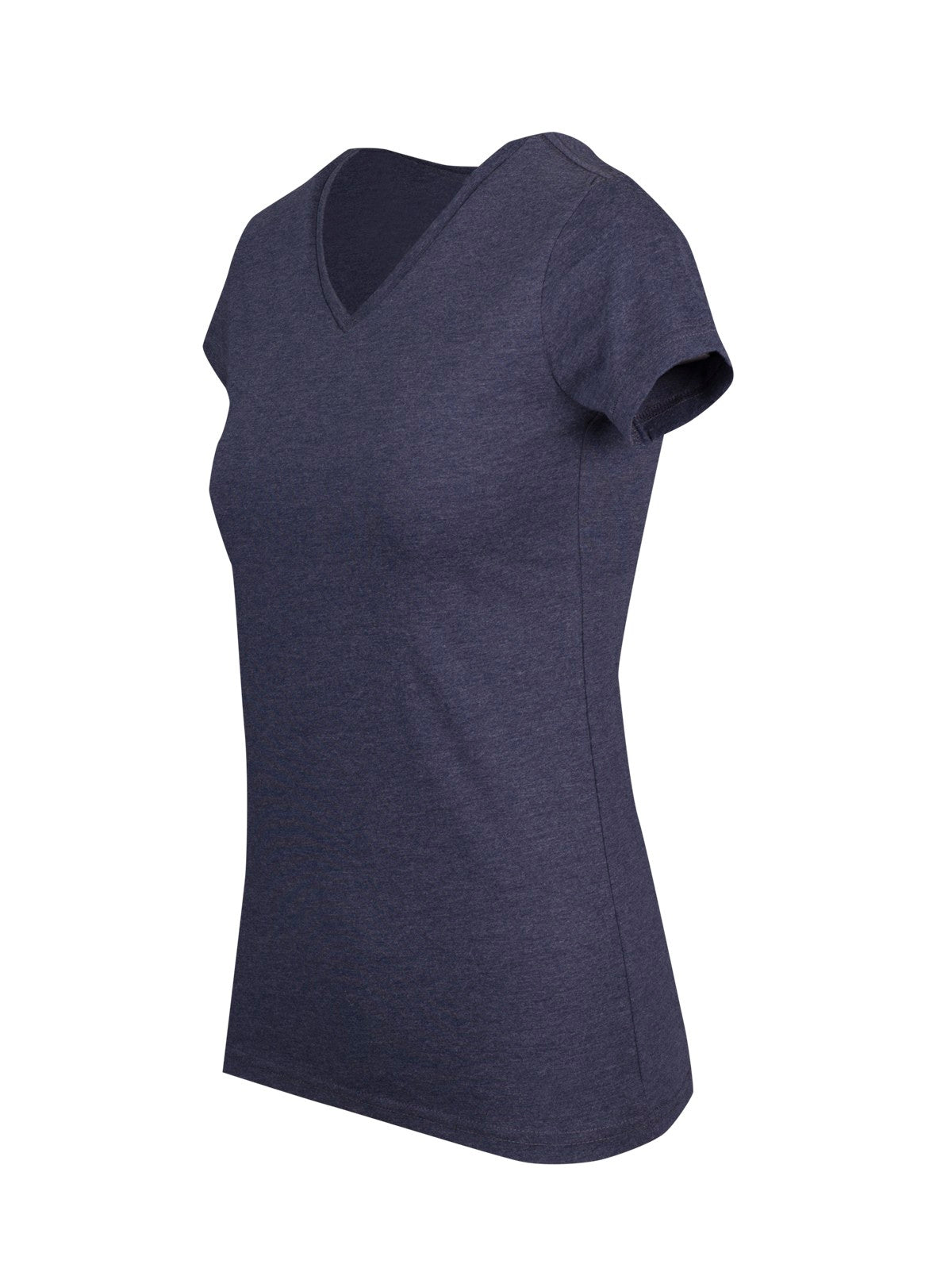 Womens Marl V-neck T-shirt - Navy Marl - Side