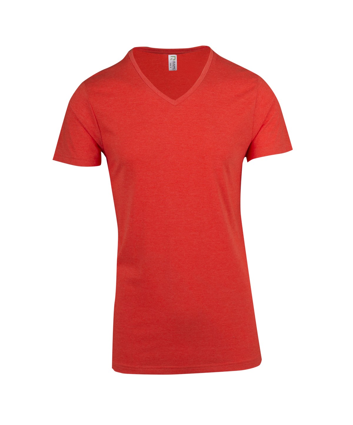 Mens Marl V-neck T-shirt - Coral Red Marl - Front