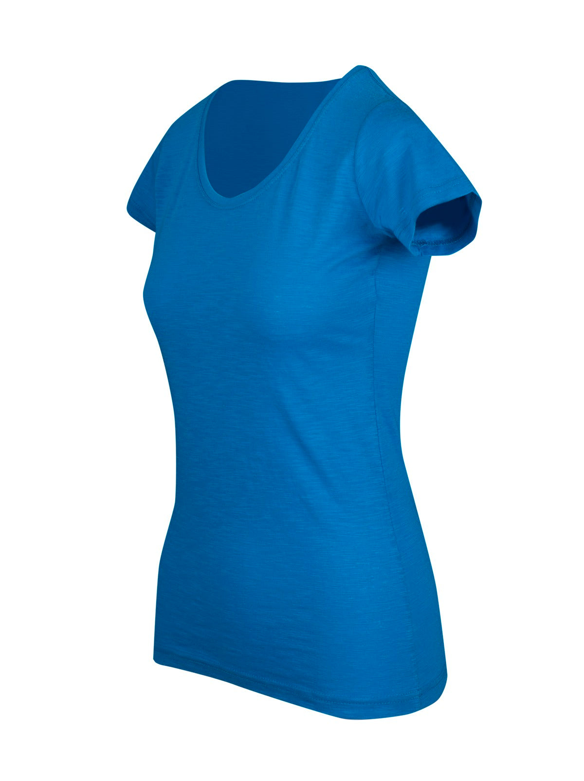 Women's Raw Cotton Wave T-shirt - Azure - Side